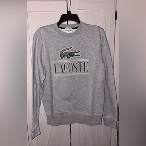 Lacoste Gray and Green Unisex Crewneck Sweater